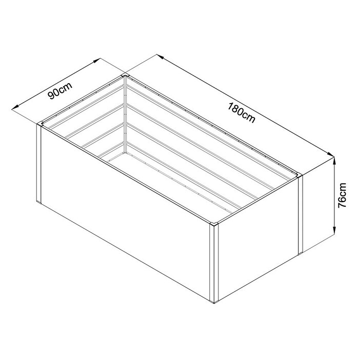 Floraworld Hochbeet Twin-Wall (90 x 180 x 76 cm, Stahl, Anthrazit) | BAUHAUS