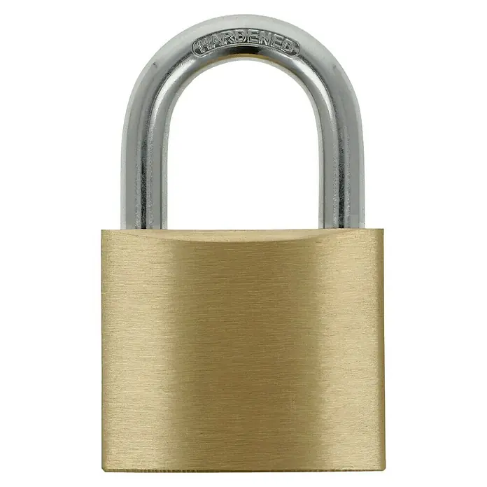 Stabilit Vorhängeschloss - Breite: 50 mm, Material Bügel: Stahl - Ein robustes, goldenes Vorhängeschloss mit gehärtetem Stahlbügel für erhöhte Sicherheit und Schutz vor unbefugtem Zugriff.
