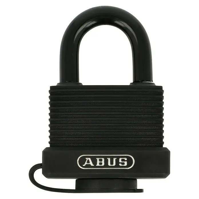 Abus Vorhängeschloss Marine 70/45 - 49 x 68 mm, Bügelstärke: 8 mm, Material Bügel: Gehärteter Spezialstahl - Schwarzes ABUS-Vorhängeschloss, ideal für die Sicherung von Wertsachen und zur Abschreckung von Diebstahl. Robust und zuverlässig.