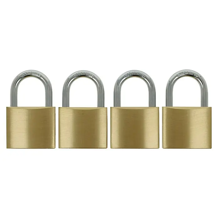 Stabilit Vorhängeschloss-Set - 4 Stk., Breite: 40 mm, Stahl - Vier Vorhängeschlösser aus Messing mit gehärteten Bügeln. Ideal für Sicherheit und Schutz verschiedener Gegenstände und Bereiche.