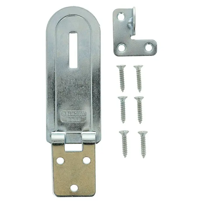 Burg-Wächter Panzer-Überfalle PCC - L x B: 100 x 40 mm, Durchmesser Öse: 10 mm - Einbruchschutz mit dem Burg Wächter Scharnierriegel, inklusive Winkel und Schrauben für eine sichere Befestigung.