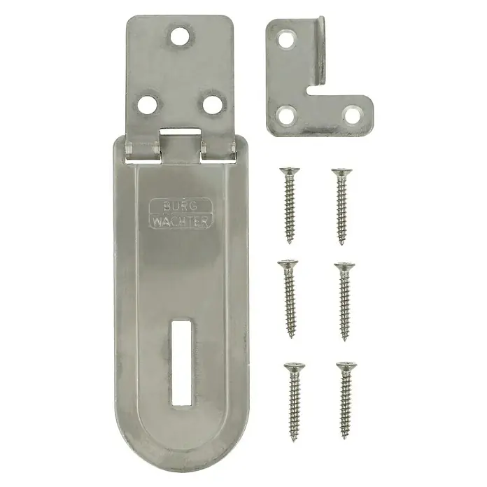 Burg-Wächter Panzer-Überfalle PCC NI - 80 x 32 mm, Durchmesser Öse: 8 mm, Edelstahl - Metallriegel von Burg Wächter mit Befestigungsmaterial für erhöhte Sicherheit, ideal für Türen und Tore.