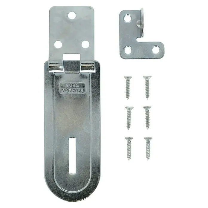 Burg-Wächter Panzer-Überfalle PCC - L x B: 120 x 48 mm, Durchmesser Öse: 11 mm - Ein Burg Wächter Überfalle mit Winkel und Schrauben, ideal zur sicheren Verriegelung von Türen und Toren im Innen- und Außenbereich.