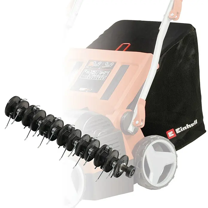 Einhell Power X-Change 18V Akku-Vertikutierer-Lüfter GE-SC 36/35 LI SOLO - Anzahl Akkus: Ohne Akku, 36 V - Ein Rasenlüfter mit Lüfterwalze im Detail. Perfekt für die Rasenpflege, entfernt Moos und Rasenfilz für einen gesunden, grünen Rasen.