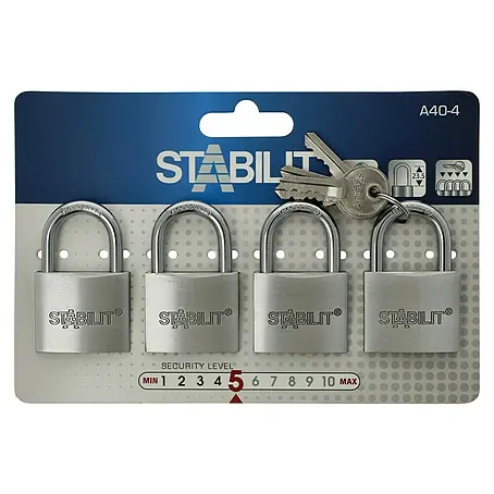 Stabilit  Vorhängeschloss-Set A40-4 Gleichschließend