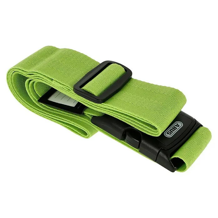 Abus Zurrgurt 620 TSA - Länge: 192 cm, Anzahl Zahlenrollen: 3 Stk., Grün - Abus Gepäckgurt in Grün mit schwarzer Schnalle und Adressetikett. Ideal, um Ihr Gepäck sicher und leicht identifizierbar zu halten.