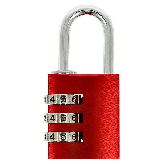 Stabilit Vorhängezahlenschloss ZA-30 R - Breite: 30 mm, Aluminium, Rot/Silber - Rotes Vorhängeschloss mit Zahlencode, die Zahlen stehen auf 555. Ideal für die sichere Aufbewahrung von Gegenständen.