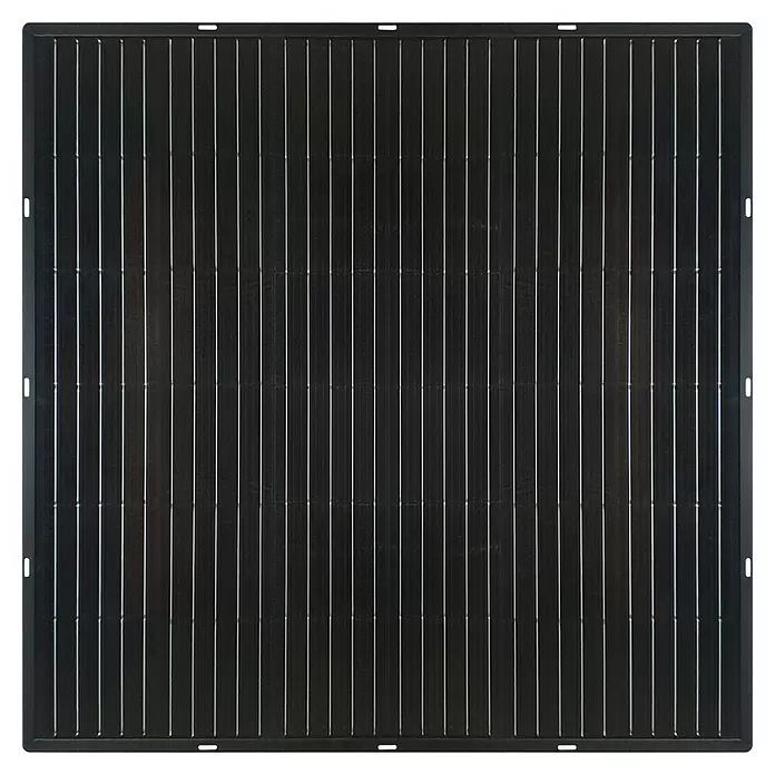Schwaiger Solarmodul-Set Slim Line 800 W - 0% MwSt. (gem. § 12 Abs. 3 UStG) - Nennleistung: 800 W, L x B x H: 102,5 x 102,5 x 0,5 cm, 4 Stk. - Quadratisches schwarzes Solarpanel mit dünnen vertikalen Silberstreifen.