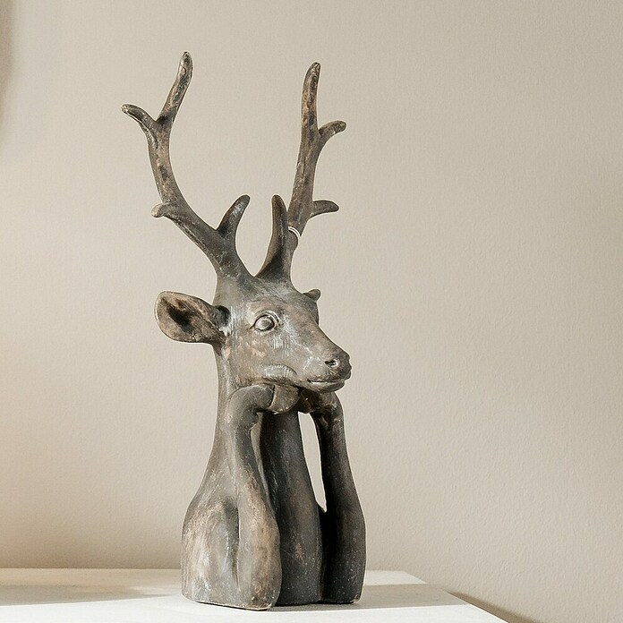 Dekofigur Hirsch Zen (L x B x H: 15 x 25,5 x 41 cm, Grau, Kunststoff, 1 Stk.) | BAUHAUS