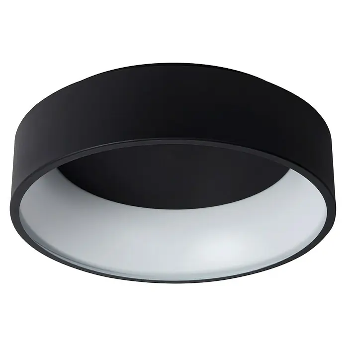Lucide Deckenleuchte rund Talowe Led - 30 W, Ø x H: 45,5 x 13 cm, Schwarz - Moderne schwarze LED-Deckenleuchte mit weißem Diffusor für eine angenehme Beleuchtung in jedem Raum. Stilvolles Design.