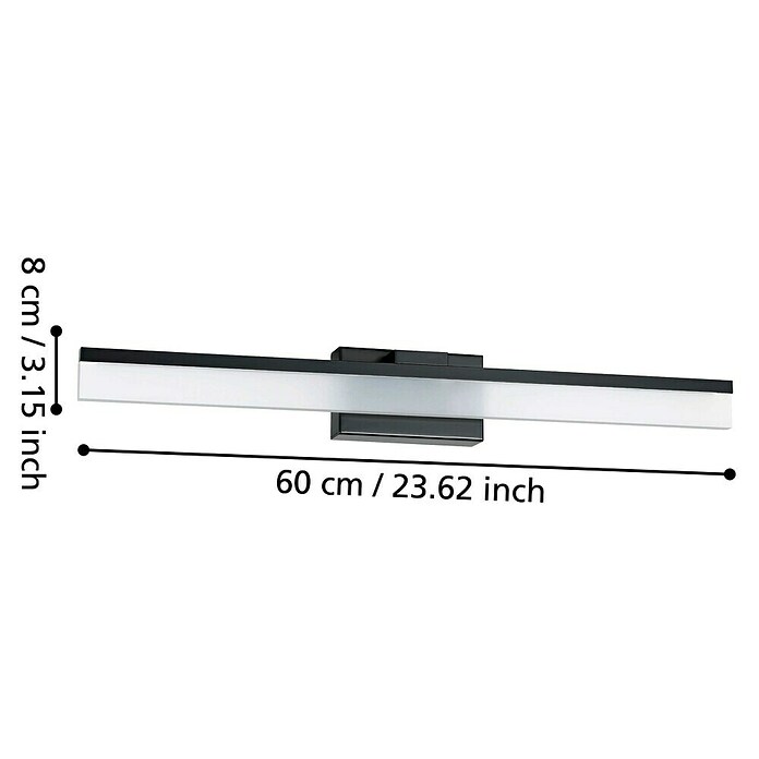 Eglo Led-wandlamp Palmital (l x b x h: 59,5 x 6,5 x 8 cm, Zwart, Warm wit) | BAUHAUS