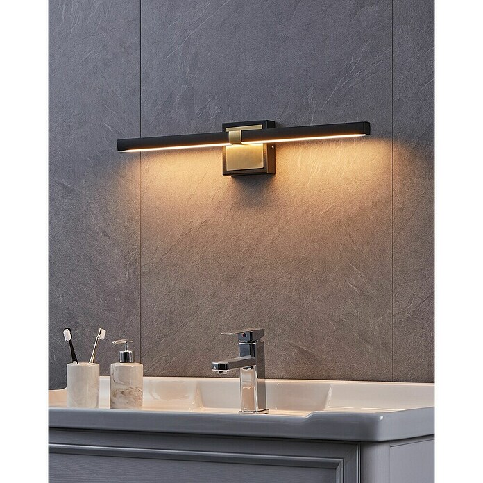 Eglo Led-wandlamp Peguera (l x b x h: 7 x 60 x 11 cm, Zwart/Goud) | BAUHAUS
