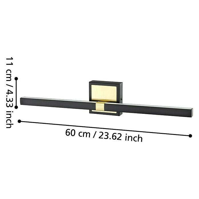Eglo Led-wandlamp Peguera (l x b x h: 7 x 60 x 11 cm, Zwart/Goud) | BAUHAUS