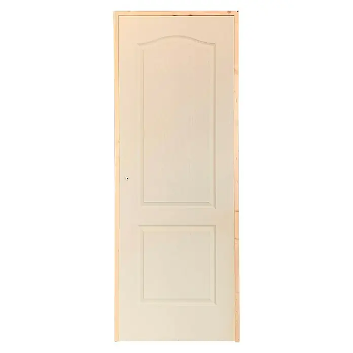 Norma Doors Puerta interior prepintada Provenzal - 62,5 x 203 cm, Derecha, Blanco, Alveolar - Imagen de una puerta interior de dos paneles con marco de madera, perfecta para cualquier hogar.