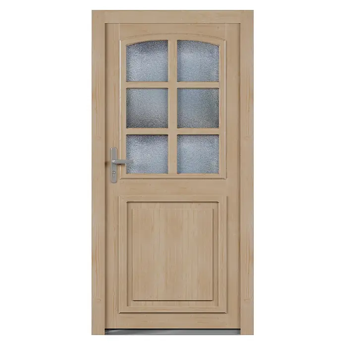 Solid Elements Nebeneingangstür 8704 - 98 x 198 cm, DIN Anschlag: Links, Natur - Diese Holztür mit Glaseinsatz ist ideal für Innenräume. Das schlichte Design passt gut zu vielen Einrichtungsstilen und ist funktional.