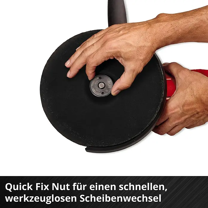 Einhell Professional Power X-Change 18V Akku-Winkelschleifer Axxio 36/230 Q - 18 V, Ohne Akku, Durchmesser Scheibe: 230 mm - Quick-Fix-Mutter für einen schnellen, werkzeuglosen Scheibenwechsel.