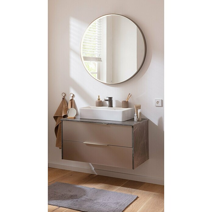 Camargue Marble Badmeubelset (90 cm, Grijs Marmer/Goudbrons, 3 -delig) | BAUHAUS