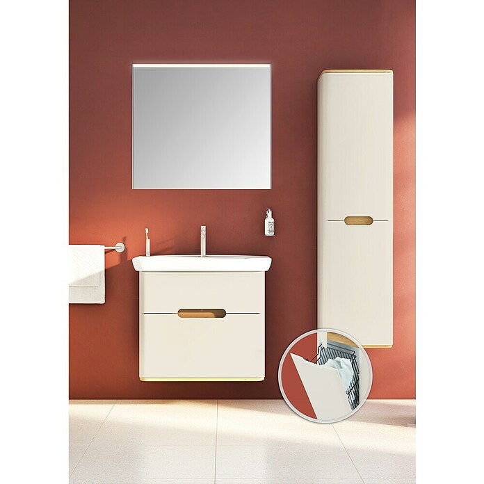 VitrA Sento Badmöbel-Set (80 cm, Hellgrau, 2 Schubladen, Mit Wäschekorb) | BAUHAUS