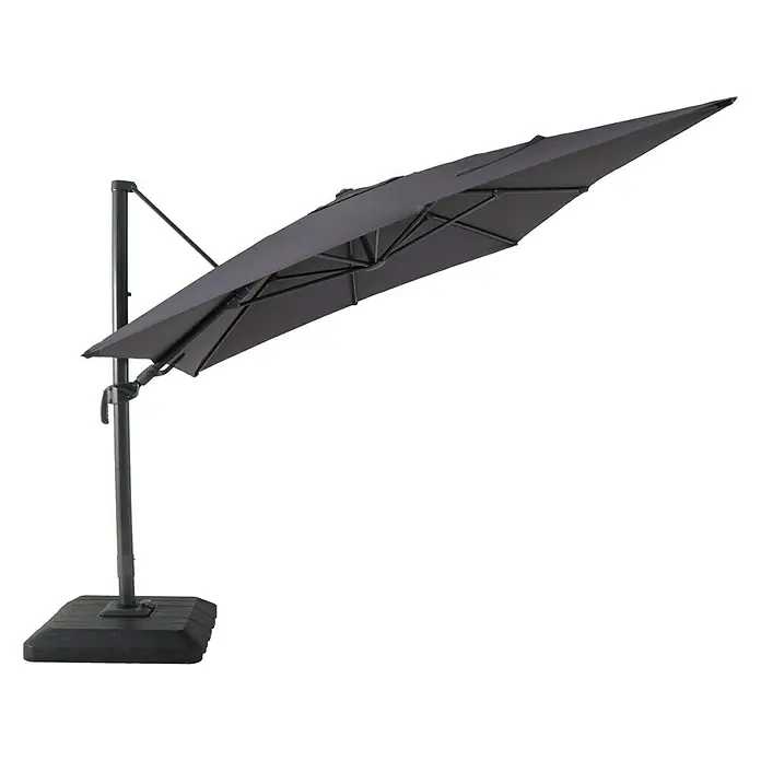 Sunfun Parasol de jardín Capri - Antracita, 300 x 350 cm, Aluminio - Este parasol voladizo rectangular en antracita ofrece amplia sombra y una ubicación flexible.