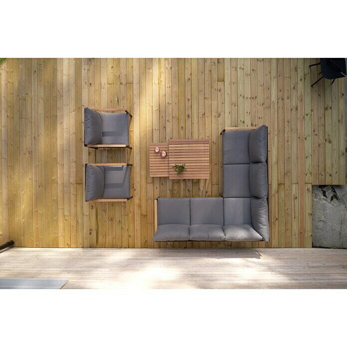 Sensum Bergby Loungemöbel-Set (5-tlg., Aluminium/Eukalyptus, Anthrazit/Light Oakalyptus)