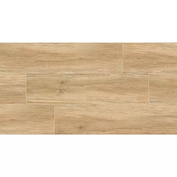 Feinsteinzeugfliese Natura - 22,5 x 90,2 cm, Cream, Matt - Hellbraune Holzoptik-Fliesen als Bodenbelag.