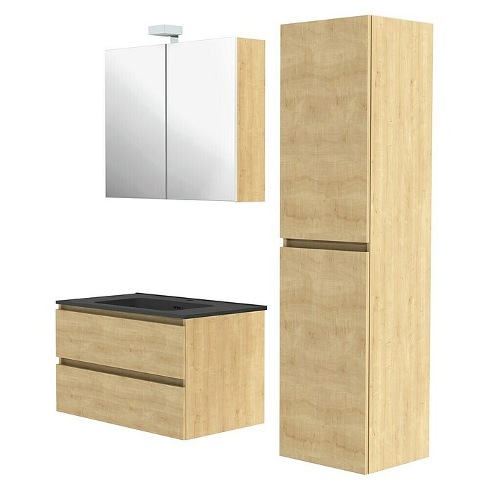 Allibert Badmeubelset Alma (Eik Arlington, Voorgemonteerd, Breedte spiegelkast/spiegel: 60 cm) | BAUHAUS