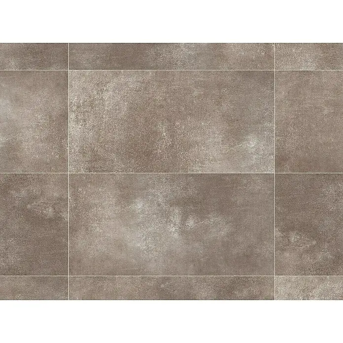 Feinsteinzeugfliese Rimini - 60 x 120 cm, Taupe, Matt - Nahaufnahme von eleganten, graubraunen Bodenfliesen. Das moderne Design und die robuste Ausführung machen diese Fliesen ideal für jeden Raum.