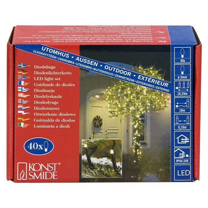 Konstsmide LED-Lichterkette (Außen, 40-flammig, Kabellänge: 6,24 m, Lichtfarbe: Warmweiß)