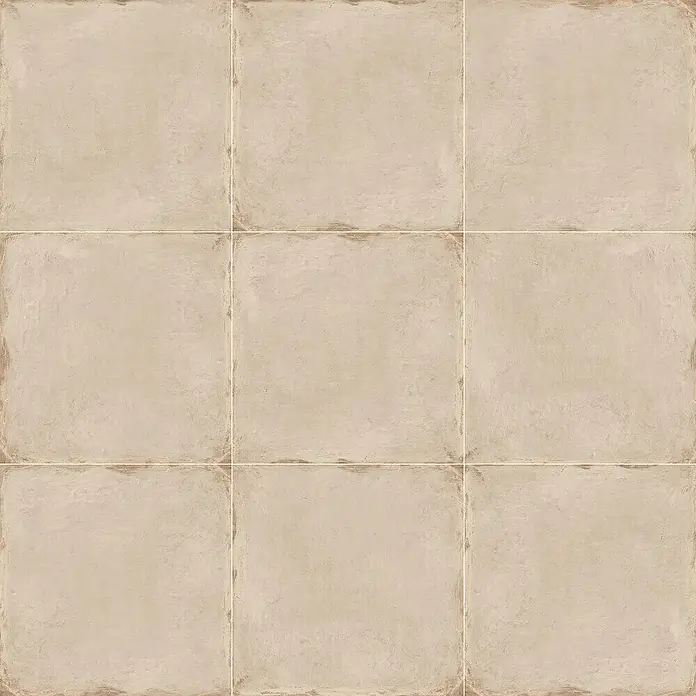 Feinsteinzeugfliese Triana - 24,8 x 24,8 cm, Beige, Matt - Beige Keramikfliesen mit leicht unregelmäßigem Rand, die eine rustikale und warme Atmosphäre schaffen. Ideal für Boden- und Wandbeläge im Innenbereich.