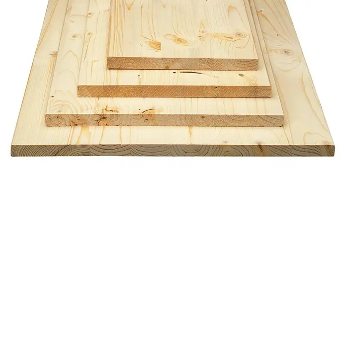 Exclusivholz Tablero de madera laminada - Abeto rojo, Nivel de calidad del tablero de madera laminada: A/B, 1.200 x 800 x 28 mm - Varias tablas de madera de diferentes grosores, apiladas y listas para proyectos de construcción o manualidades. Material versátil.