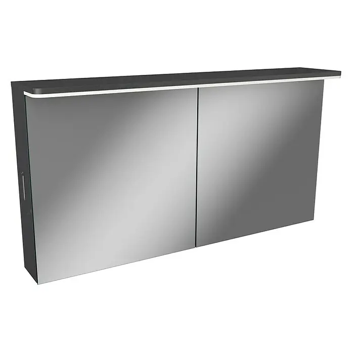 Camargue Marea Badmöbel-Set - Anthrazit/Weiß, Matt, 4 -tlg., Anzahl Spiegeltüren: 2 Stk., Anzahl Türen: 1 Stk. - Hier ist ein Spiegelschrank mit einem eleganten, modernen Design, perfekt für jedes Badezimmer.