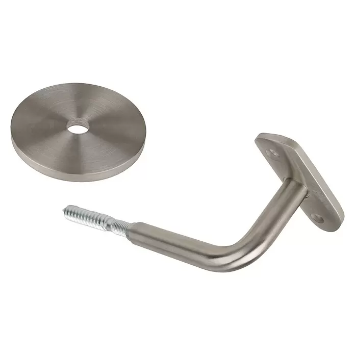 Dolle Wandhalter PS 911 - Edelstahl V2A, 2 Stk., Passend für: Dolle Holzhandläufe - Gebürsteter Metall-Handlaufhalter mit Befestigungsschraube und runder Grundplatte zur sicheren Schienenmontage.
