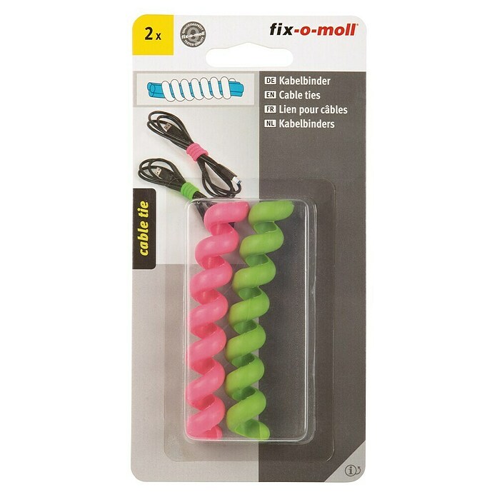 Fix-o-moll Kabelbinders (Groen / Roze, 2 st.) | BAUHAUS