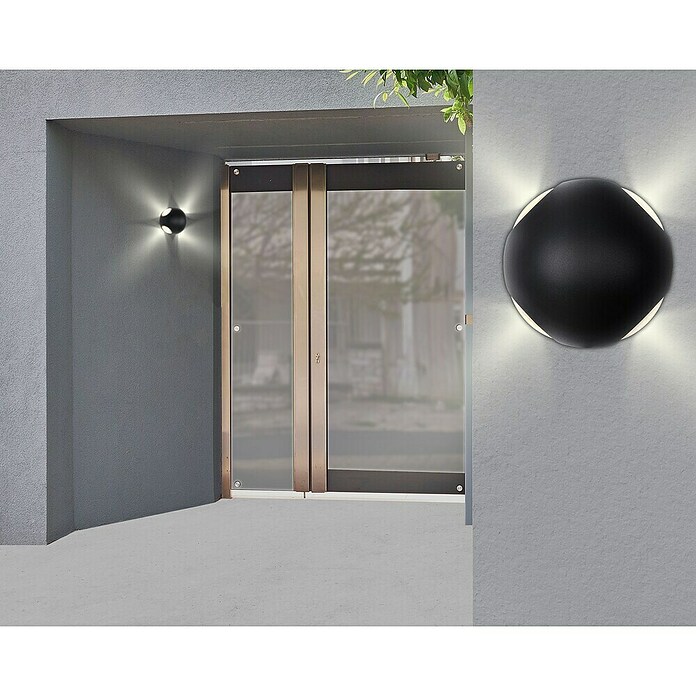 Globo Aplique exterior LED Slice (4,5 W, 13 x 13 x 10 cm, Negro, IP54) | BAUHAUS