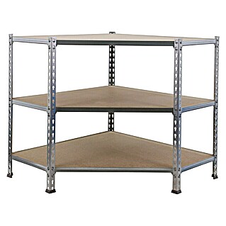 Simonrack Maderclick Estantería esquinera Corner (Al x An x Pr: 90 x 90 x 30 cm, Capacidad de carga por balda: 200 kg, Número de baldas: 3 ud., Inserción, Galvanizado)