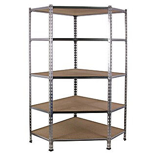 Simonrack Maderclick Estantería esquinera Corner (Al x An x Pr: 180 x 90 x 30 cm, Capacidad de carga por balda: 200 kg, Número de baldas: 5 ud., Inserción, Galvanizado)