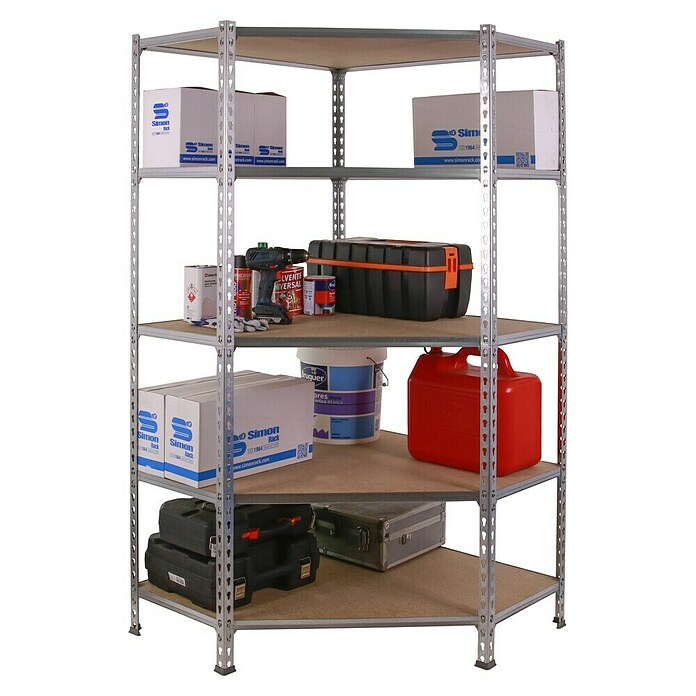 Simonrack Maderclick Estantería esquinera Corner (Al x An x Pr: 180 x 90 x 40 cm, Capacidad de carga por balda: 200 kg, Número de baldas: 5 ud., Inserción, Galvanizado) | BAUHAUS