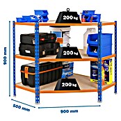 Simonrack Maderclick Estantería esquinera Corner (Al x An x Pr: 90 x 90 x 50 cm, Capacidad de carga por balda: 200 kg, Número de baldas: 3 ud., Inserción, Azul/Naranja) | BAUHAUS