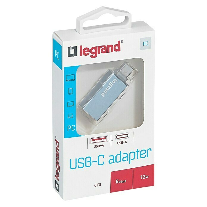 Legrand Adaptador USB A - USB C (Clavija USB A, clavija USB C, Conexión soldada)