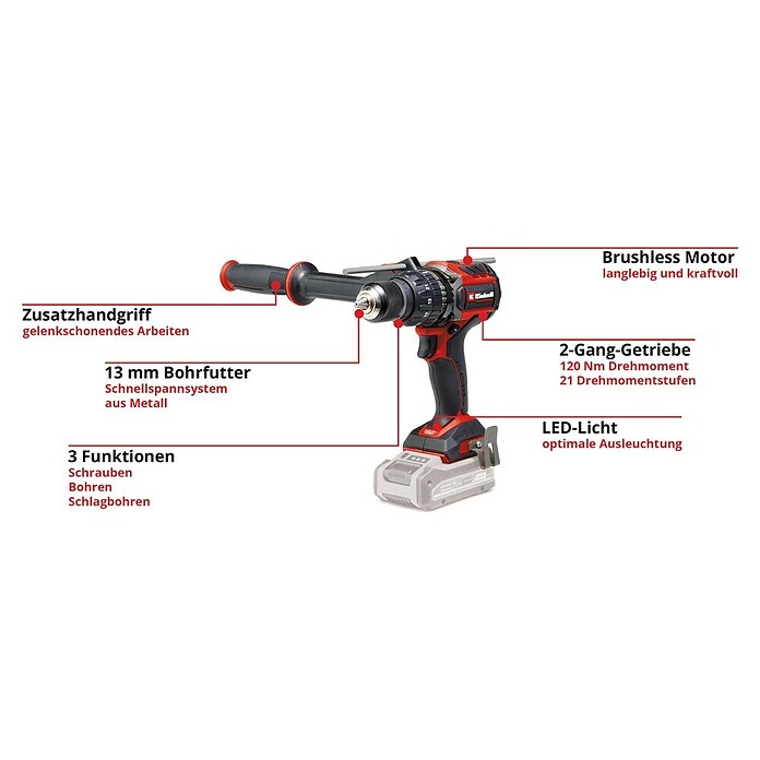 Einhell Power X-Change 18V Akku-Schlagbohrschrauber TP-CD 18/120 Solo (18 V, Ohne Akku, 120 Nm) | BAUHAUS