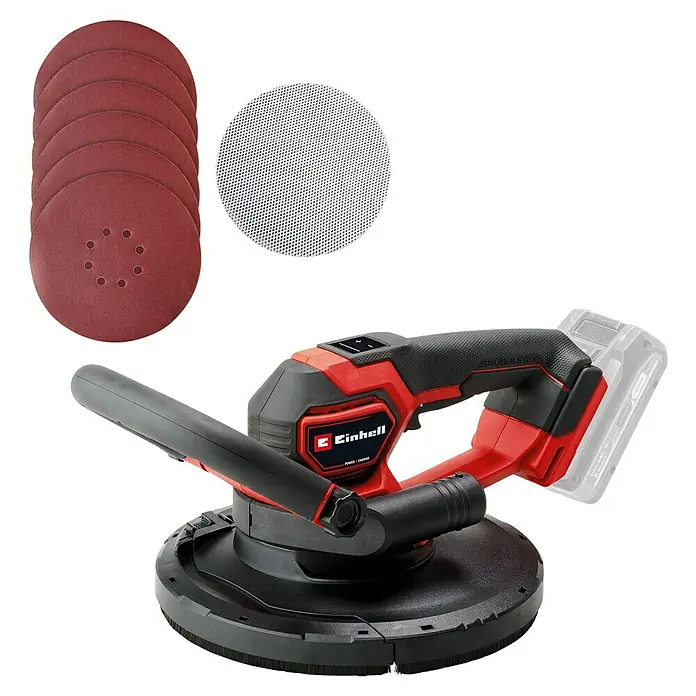 Einhell Professional Power X-Change 18V Akku-Trockenbauschleifer TP-DWS 18/225 Li BL Solo - 18 V, Ohne Akku - Der Einhell Akku-Trockenbauschleifer mit Schleifscheiben und Schleifgitter ist ideal für Trockenbauarbeiten.
