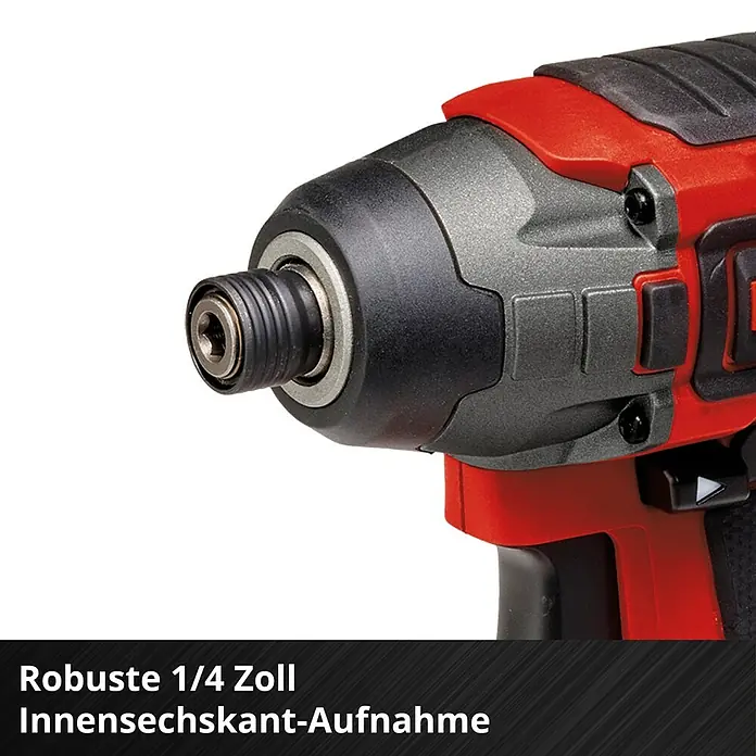 Einhell Professional Power X-Change 18V Akku-Schlagschrauber TP-CI 18/220 LI BL - 18 V, Ohne Akku, 220 Nm - Robuster 1/4 Zoll Innensechskant-Aufsatz für den Schrauber. Ideal für vielseitige Schraubarbeiten.