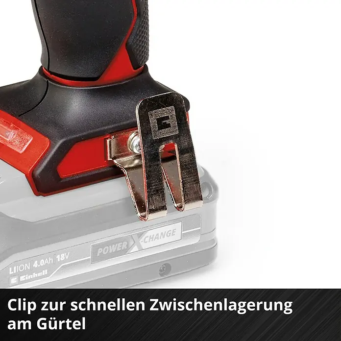 Einhell Professional Power X-Change 18V Akku-Schlagschrauber TP-CI 18/220 LI BL - 18 V, Ohne Akku, 220 Nm - Clip zur schnellen Zwischenlagerung am Gürtel.