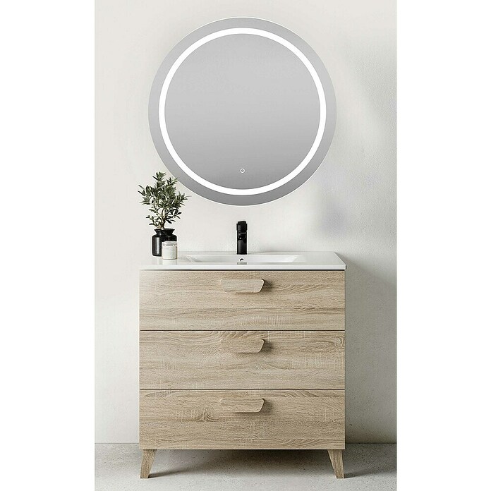 Conjunto de mueble de baño Sofía (80 cm, Roble bardolino, Efecto madera) | BAUHAUS
