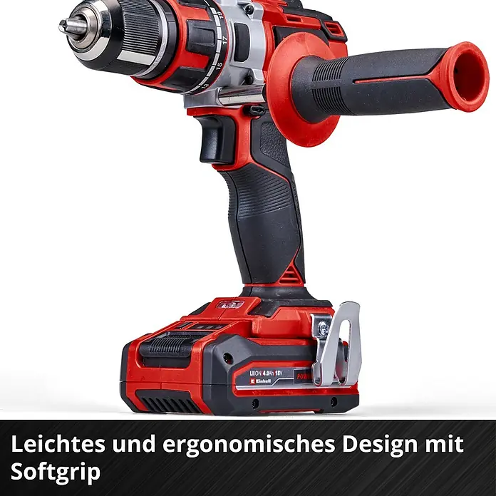 Einhell Professional Power X-Change 18V Akku-Bohrschrauber TP-CD 18/80 LI BL-Solo - 18 V, Ohne Akku, 80 Nm - Akku-Bohrschrauber mit Zusatzhandgriff für optimale Kontrolle. Ergonomisches Design und Softgrip für komfortable Handhabung.