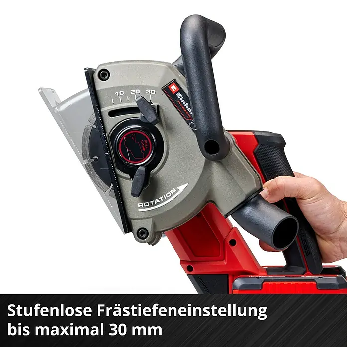 Einhell Professional Power X-Change 18V Akku-Mauernutfräse - 18 V, Ohne Akku, 0 Ah, Durchmesser Schleifscheibe: 125 mm - Die Einhell Akku-Mauernutfräse mit stufenloser Frästiefeneinstellung für präzises Arbeiten.