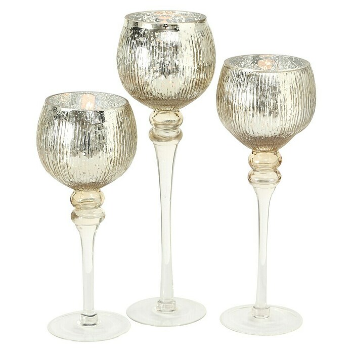 Boltze Windlicht Manou (L x B x H: 12 x 12 x 30 cm, Farbe: Champagner, 1 Stk.) | BAUHAUS