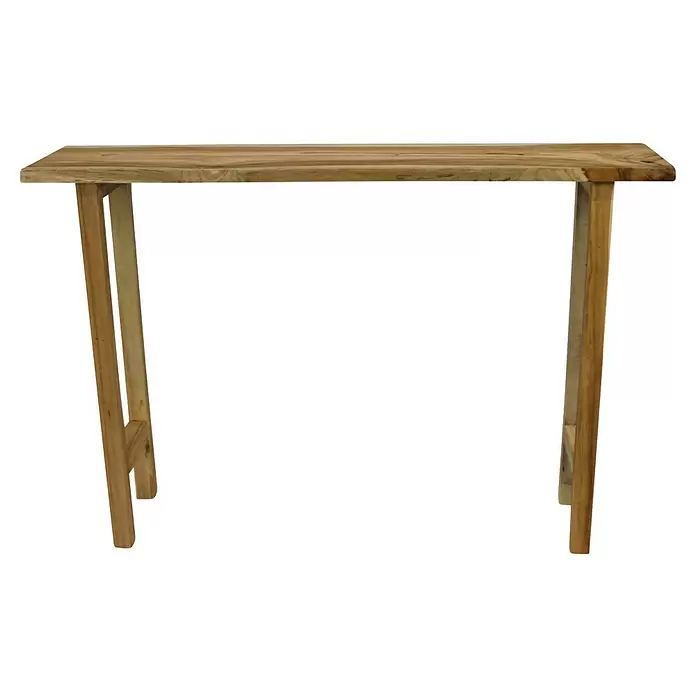 Konsolentisch - Holz, Natur, 118 x 28 x 78 cm - Heller Konsolentisch aus Holz mit schmaler rechteckiger Platte und angewinkelten Beinen.