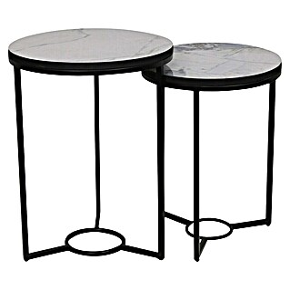 Beistelltisch Marble (1 -tlg., Ø x H: 33 x 45 cm, Weiß/Schwarz)
