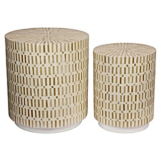 Beistelltisch Akin (1 Stk., Ø x H: 36 x 46 cm, Creme/Natur)